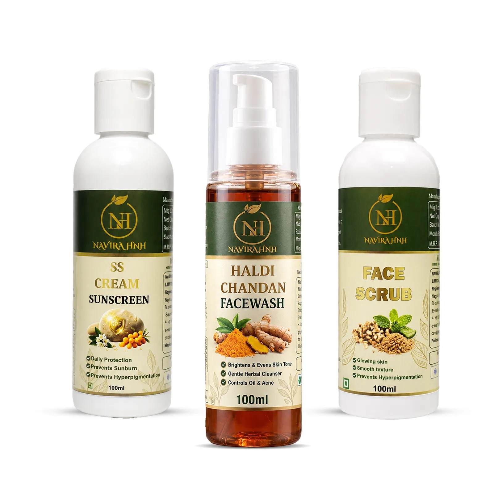 Haldi Chandan Facewash | Face Scrub & SS Cream Skincare | Exclusive Festive Combo